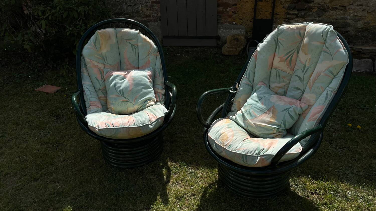Pair of rattan armchairs