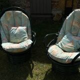 Pair of rattan armchairs