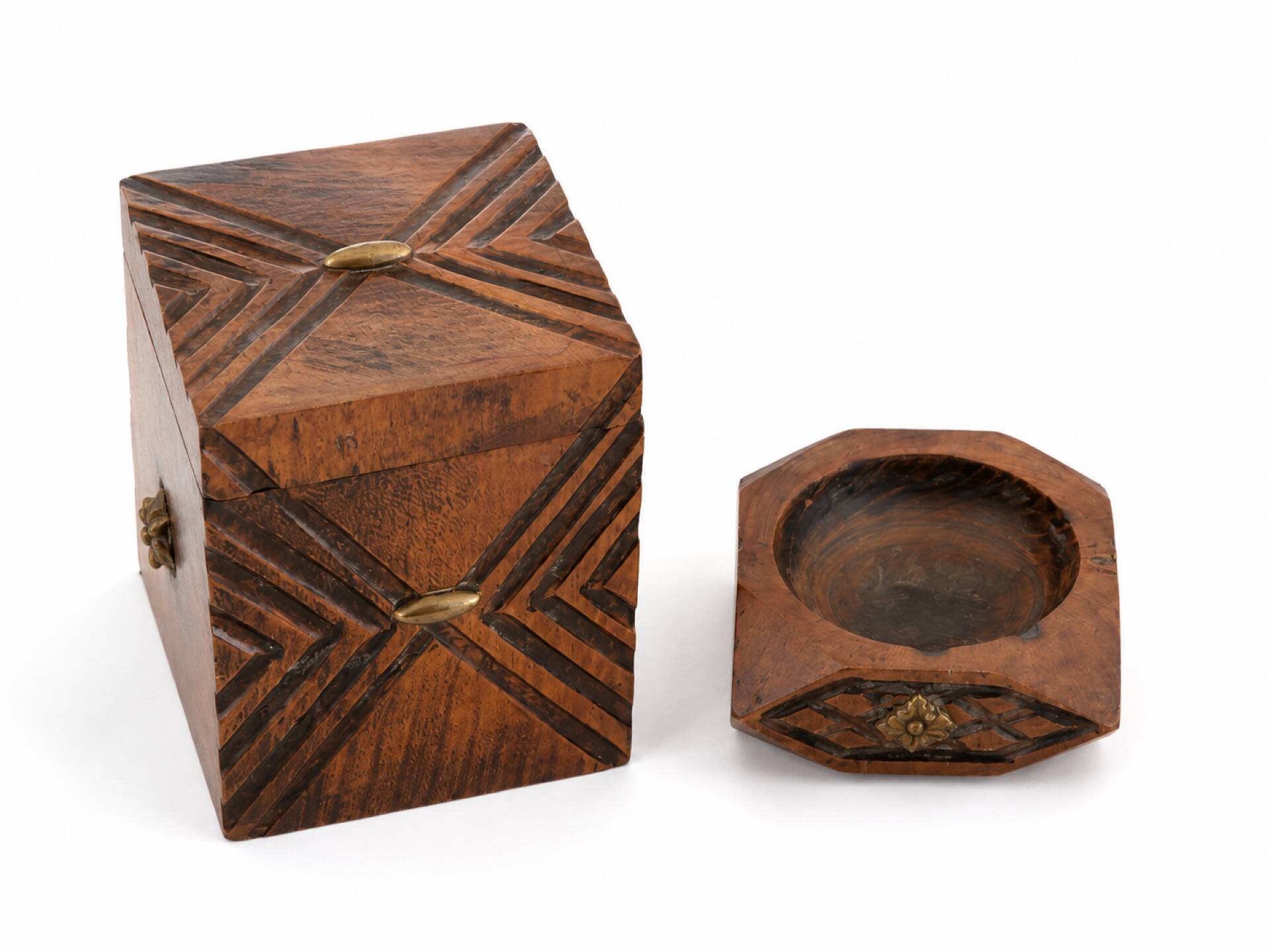 Nécessaire de bureau / service à tabac vintage complet en bois