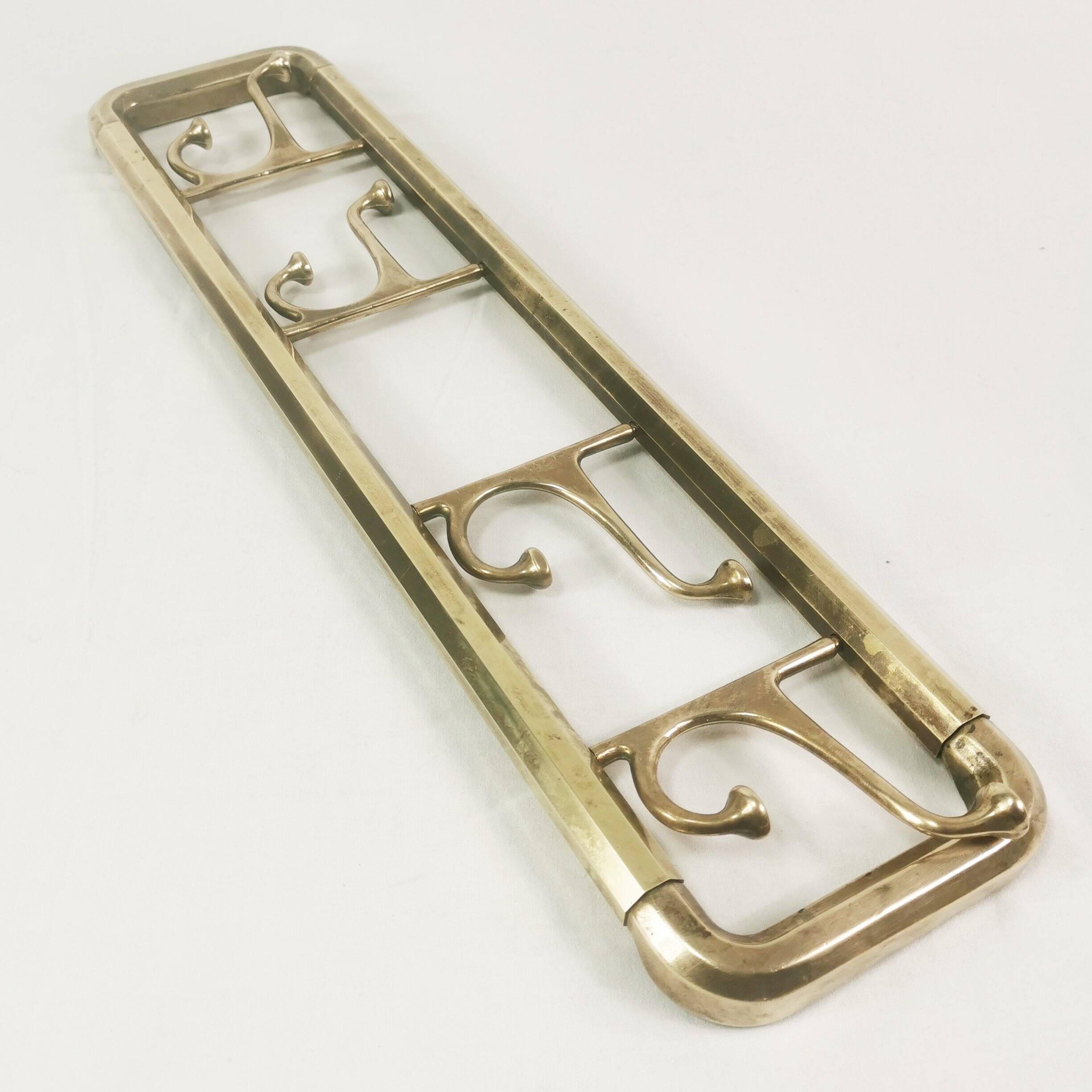Art Deco brass wall hanger, Austria, 1940s.