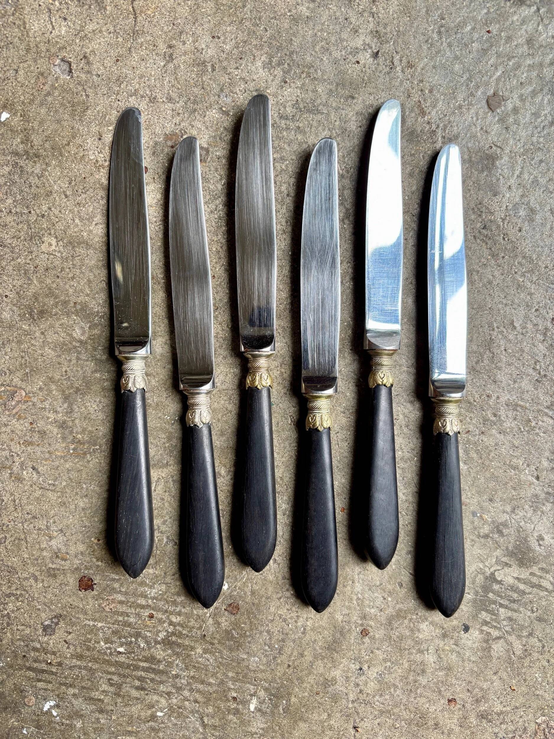 6 Christofle ebony dessert knives
