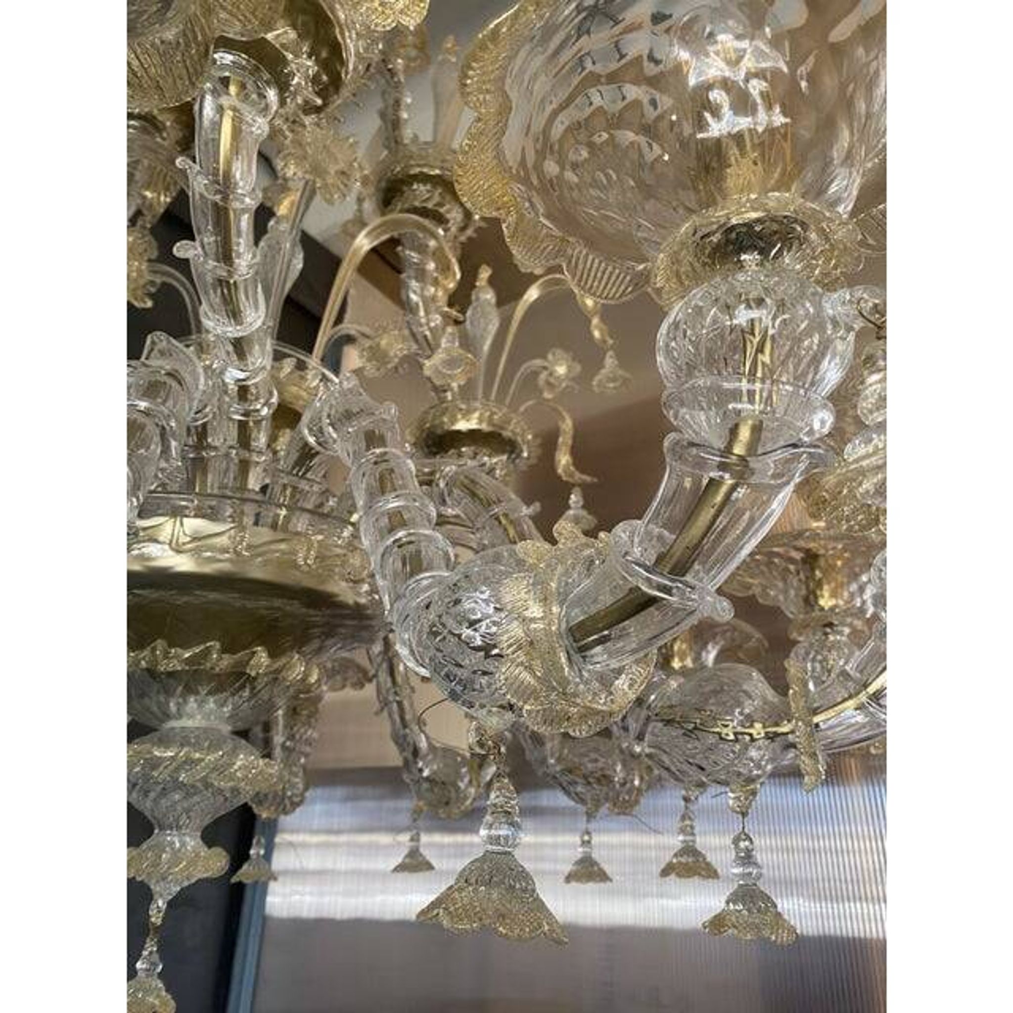 Contemporary Floral Venetian "Ca Rezzonico" Gold Murano Glass Chandelier