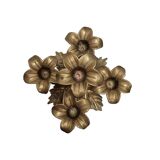 Mid-century 5-arm brass flower candlestick