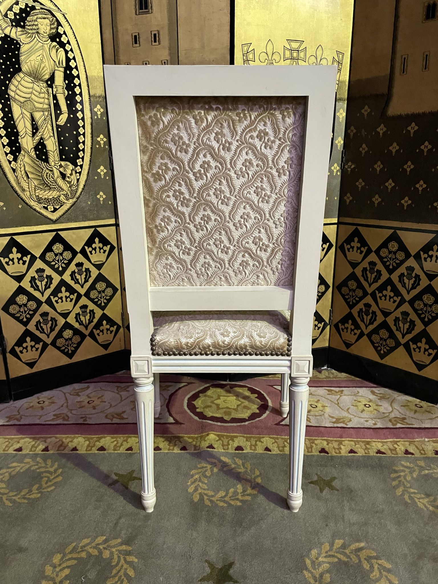 Suite of 6 Louis XVI style chairs in embossed velvet