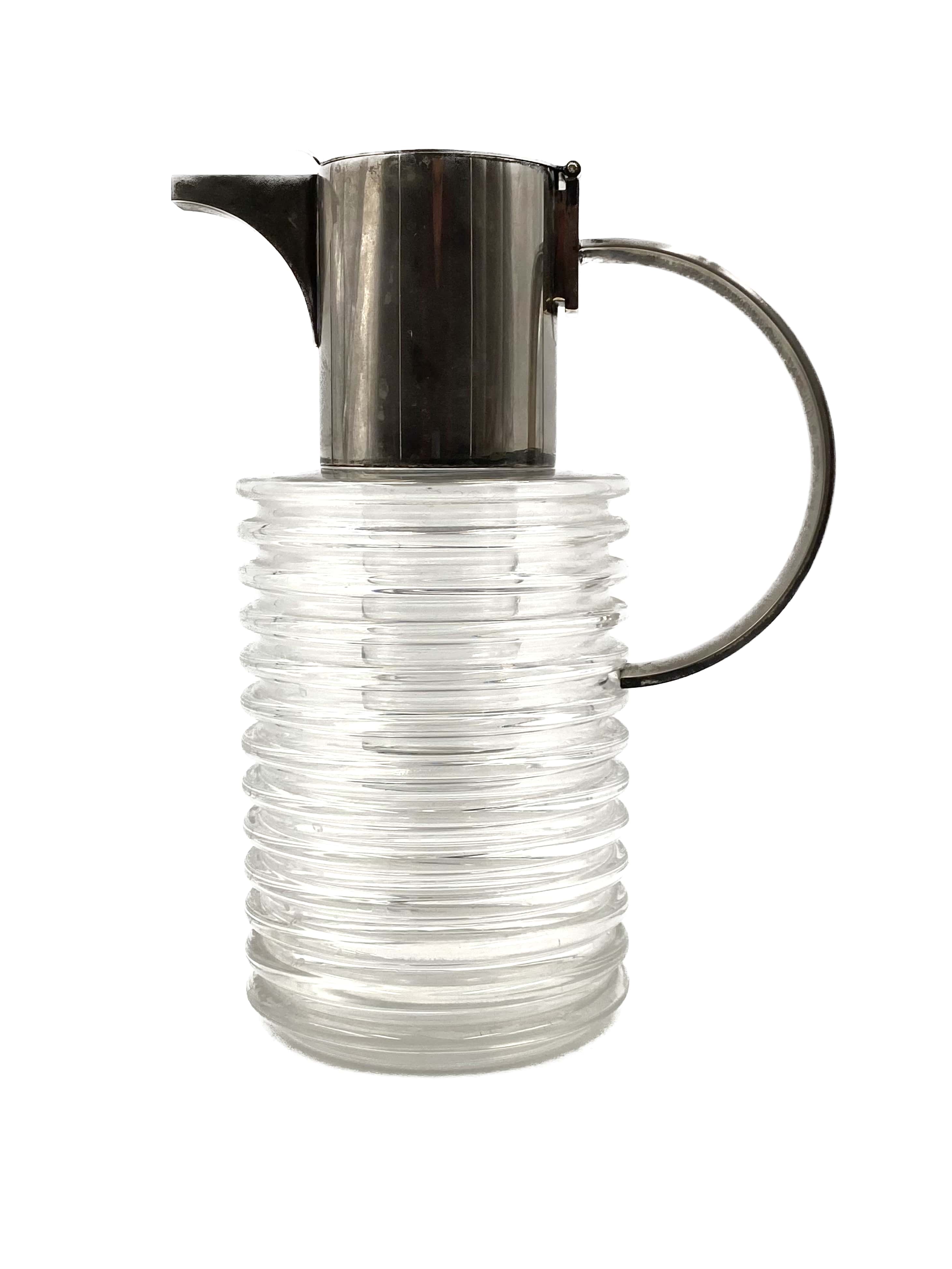 Sergio Asti silverplated and glass jug  Arnolfo di Cambio 1968