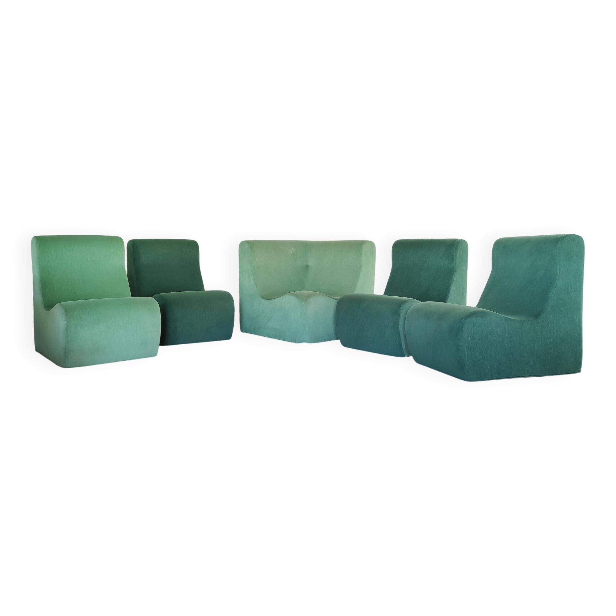 Modular green corner sofa 1970s