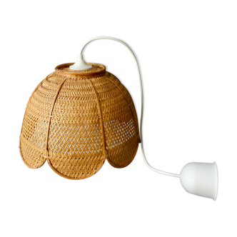 Hanging lamp in woven wicker 70s