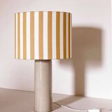 Lampe grès et abat-jour rayures jaunes