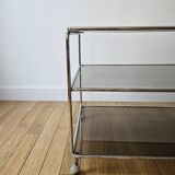 Small rolling trolley in chromed metal