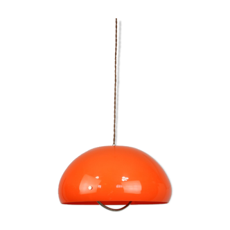 Space-age acrylic and metal orange pendant lamp, 1970s