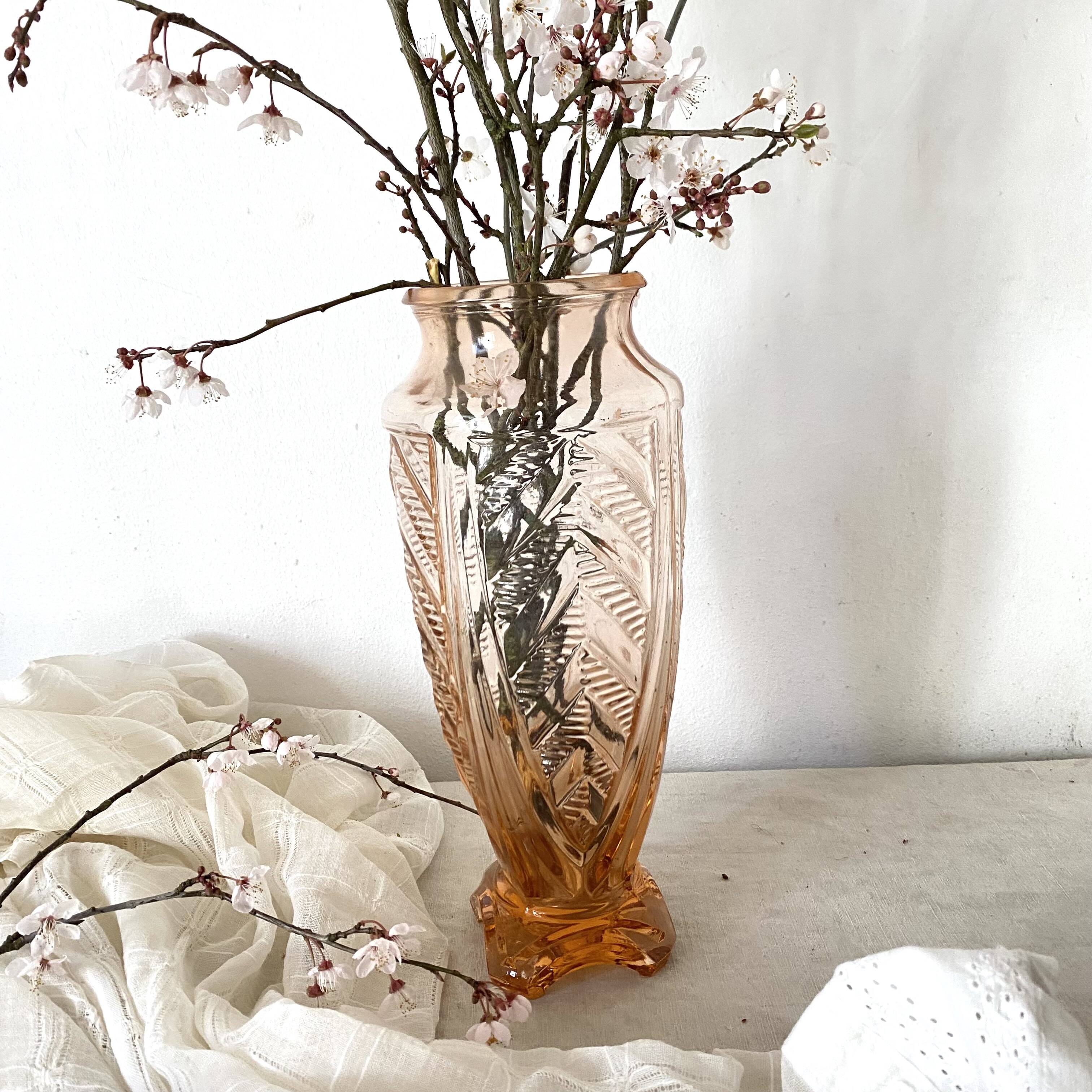 Tall pink art deco vase