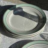 Set of 8 antique turquoise deep plates with a gold rim D22.5