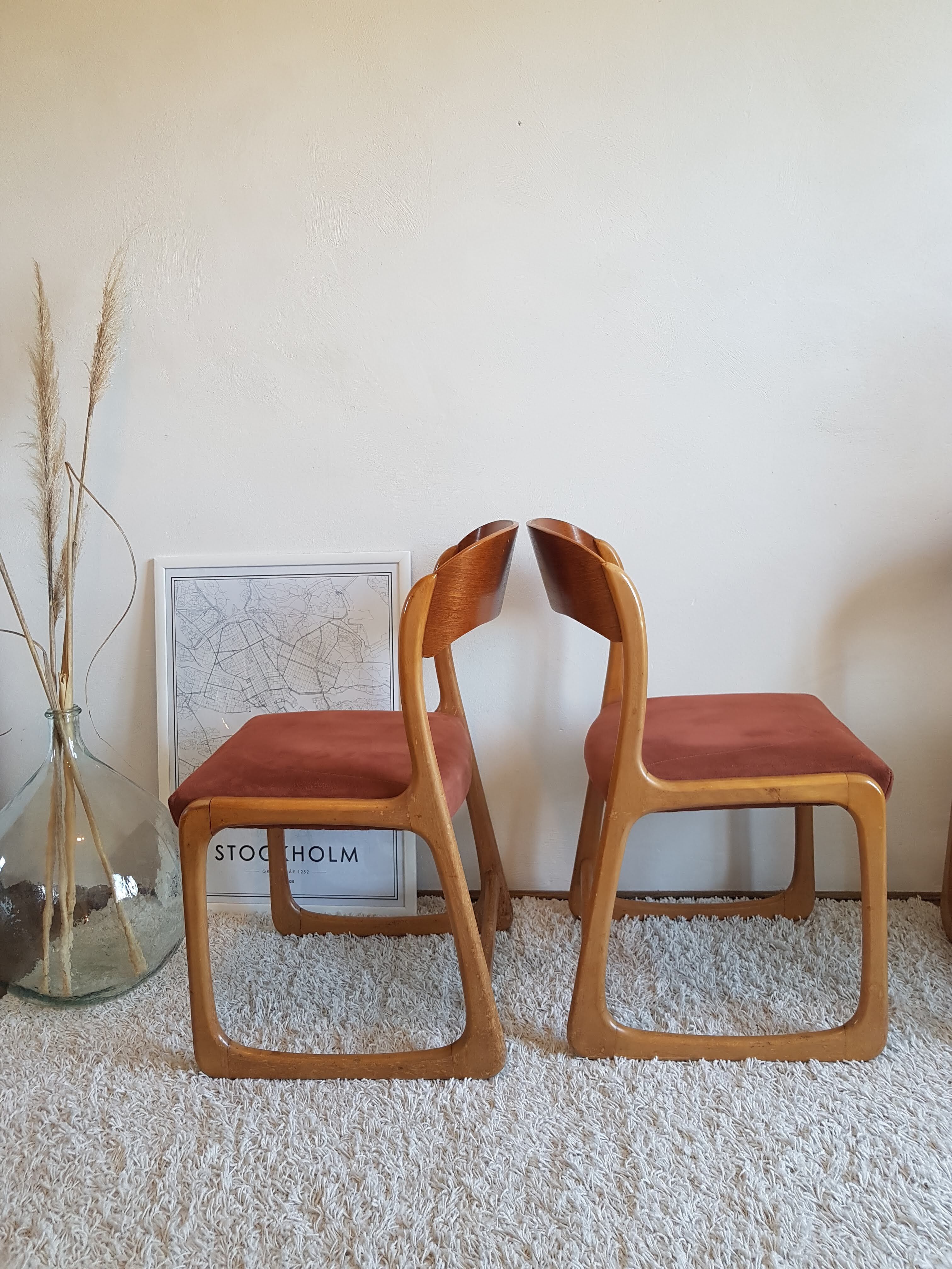 Suite de 4 chaises traineaux Baumann, 1960