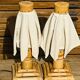 70s bamboo parasol lamps
