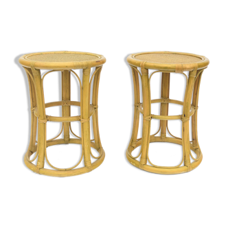 Two wicker pedestals