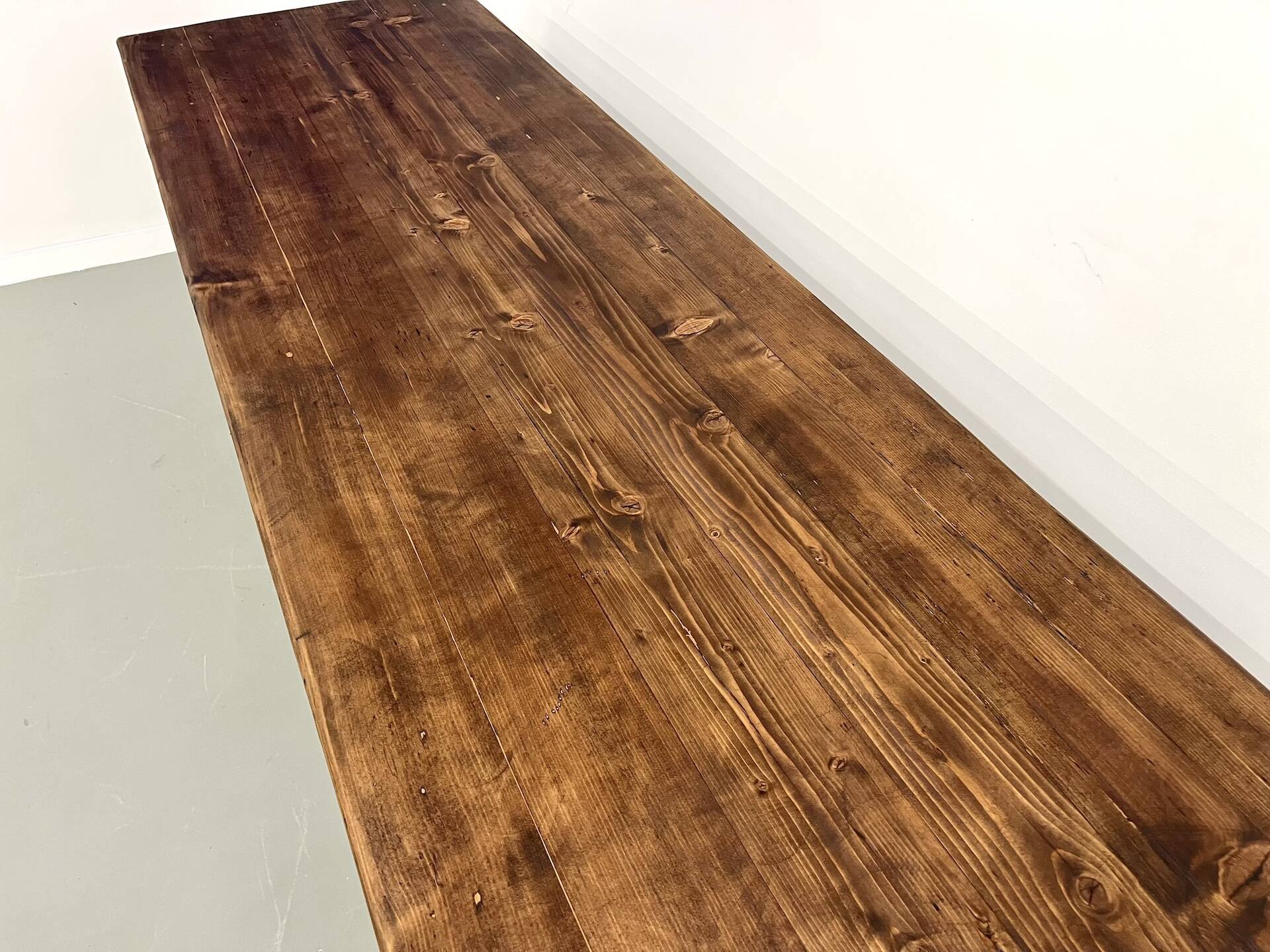 Large solid pine farmhouse table with spindle legs