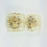 Mid-Century Amber Bubble Glass Wall Lights by H.Tynell for Limburg, 1970s