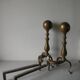 Old pair of articulated andirons in brass and metal 48 cm fireplace accessory