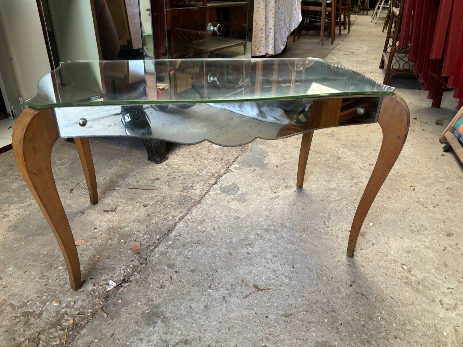 Art deco mirrored coffee table