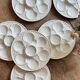 Lot de 6 assiettes à huîtres vintage en céramique blanche - Longchamp