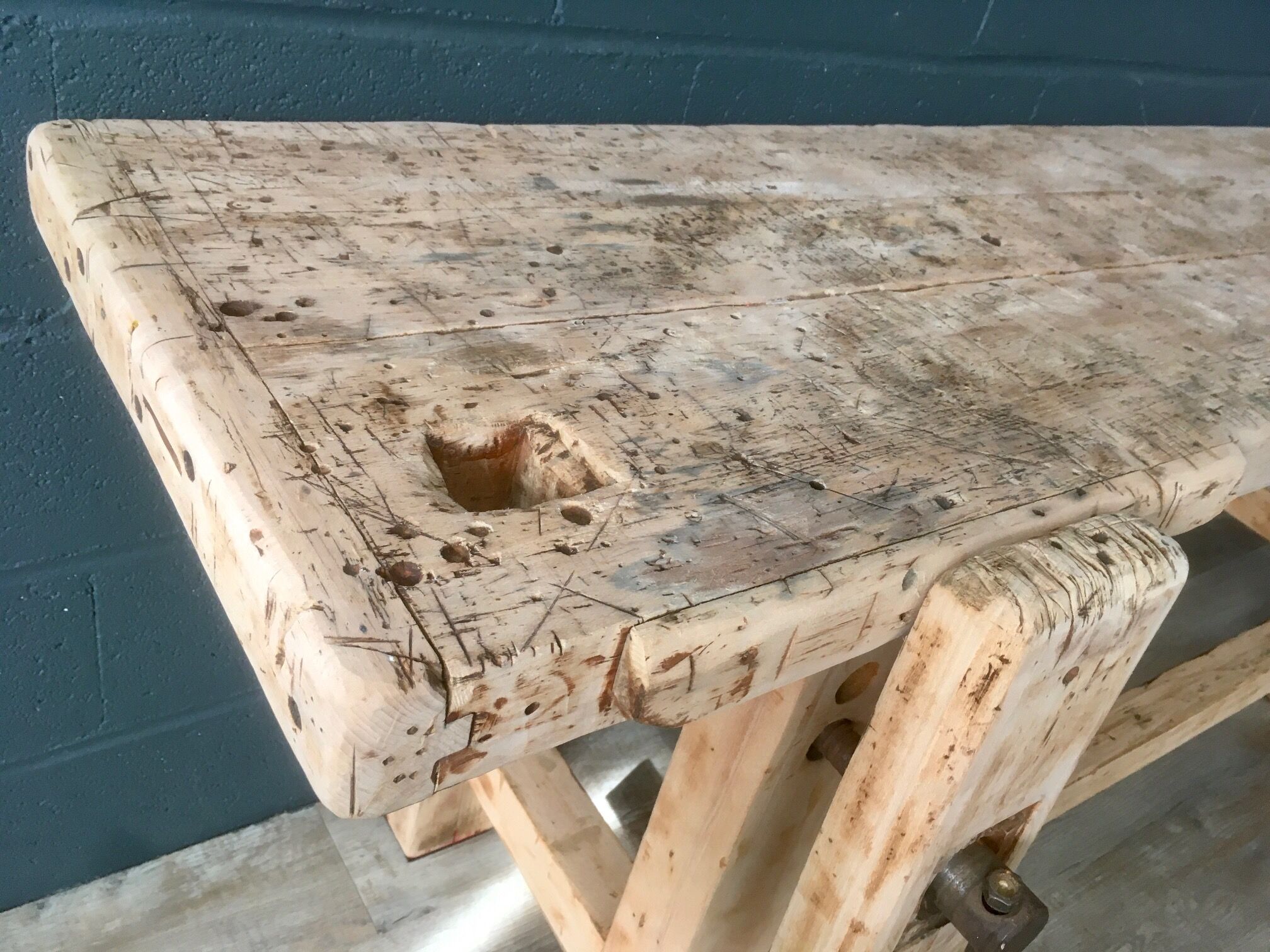 Antique workbench in light wood