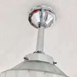Art deco glass and chrome suspension