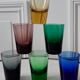 Set of 6 colored digestive glasses with thick bottoms 70s