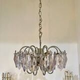 Kinkeldey chandelier with iridescent glass and chrome structure, Austria 1970s