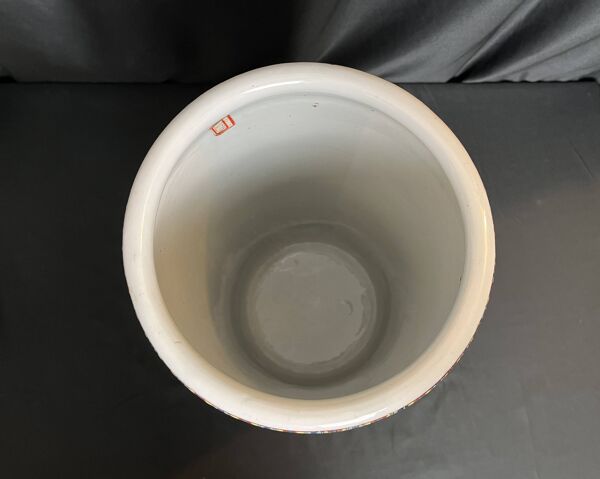 Vase rouleau en porcelaine décor grues et flore, Chine XIXème