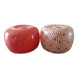 2 vintage inflatable poufs in orange plastic