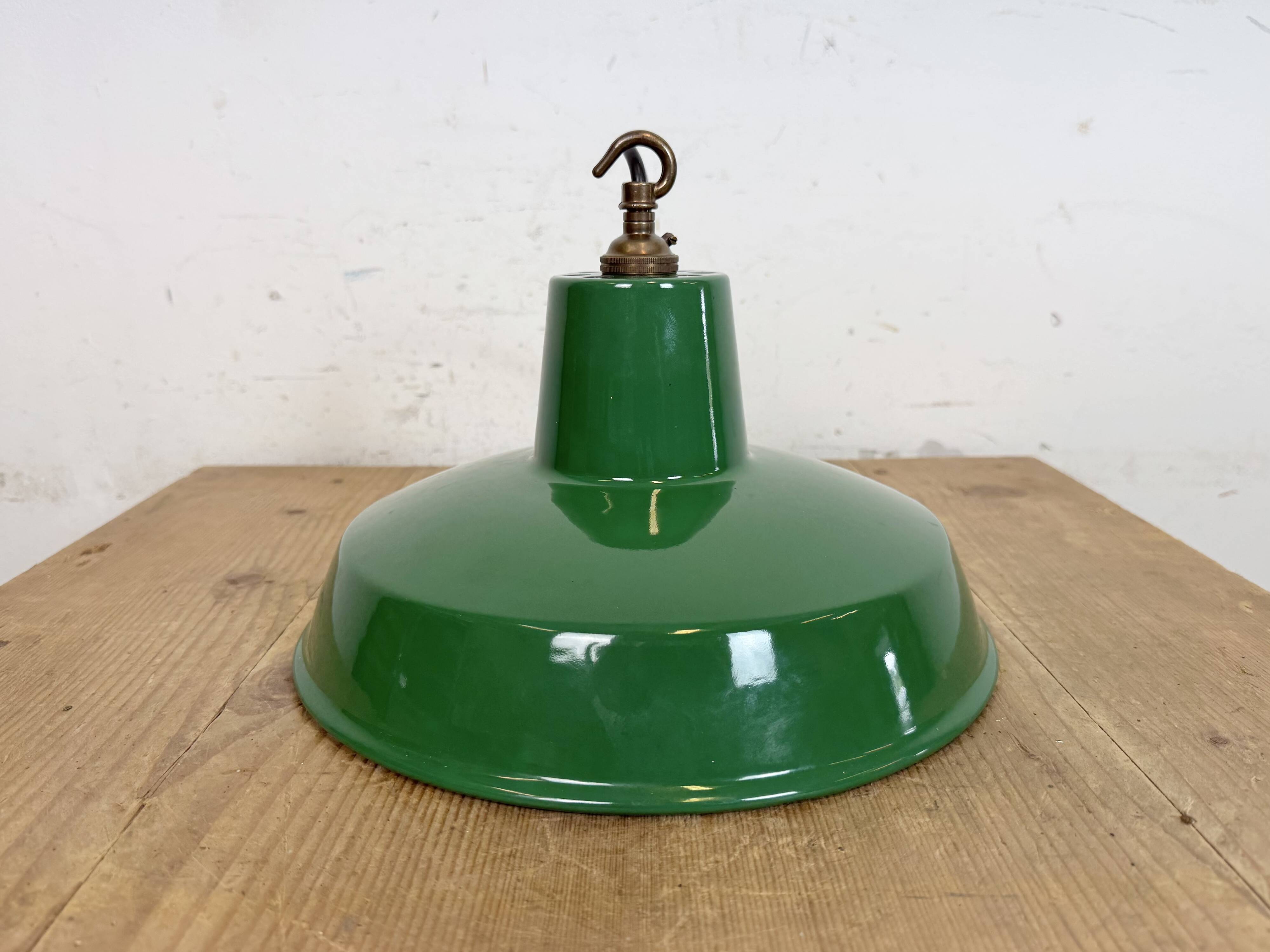 Industrial Green Enamel Factory Pendant Lamp , 1960s