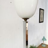 Art deco floor lamp Mazda chrome opaline wood