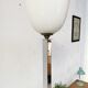 Lampadaire art déco Mazda chrome bois opaline