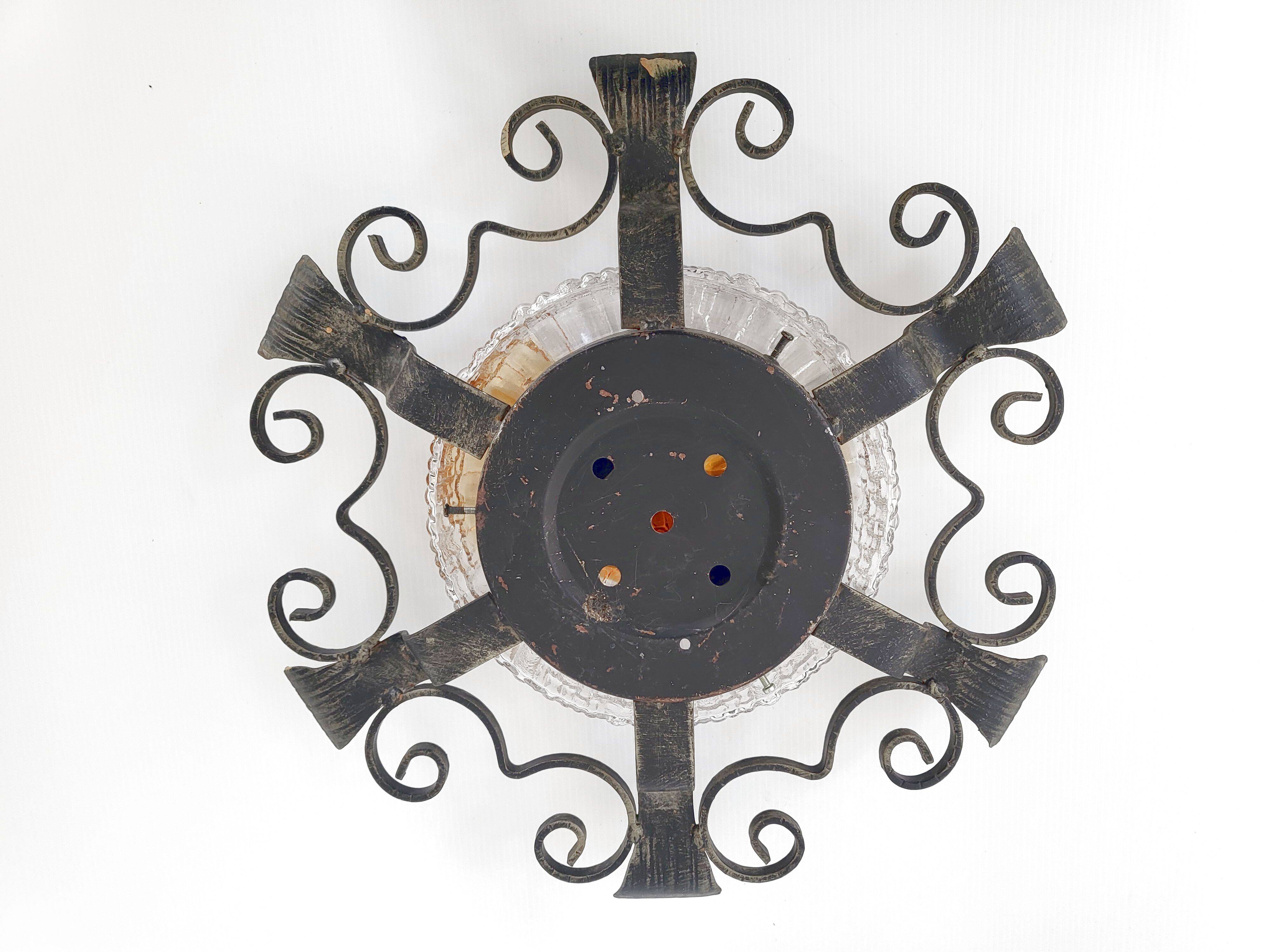 Vintage brutalist wall or ceiling light 1970