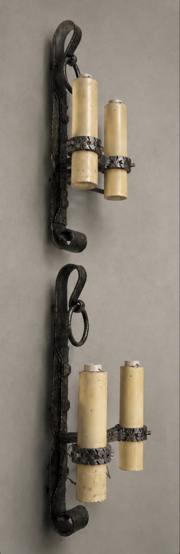 Brutalist Ferro Art wall sconces in wrought iron – Spain, 1970s
