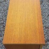 Vintage 1950s bedside table in blond oak with conical legs