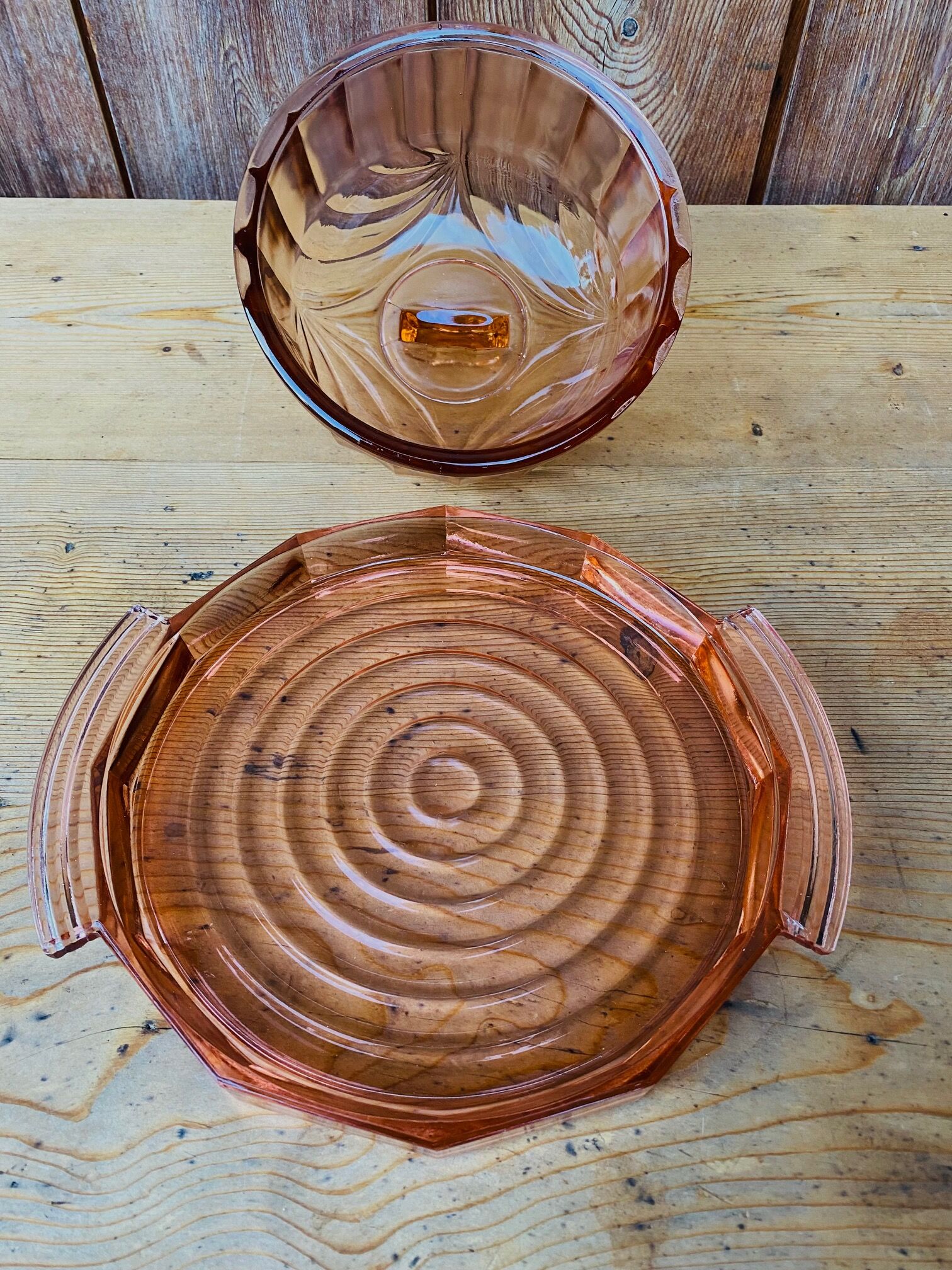 Rosaline art deco glass bell jar and its tray