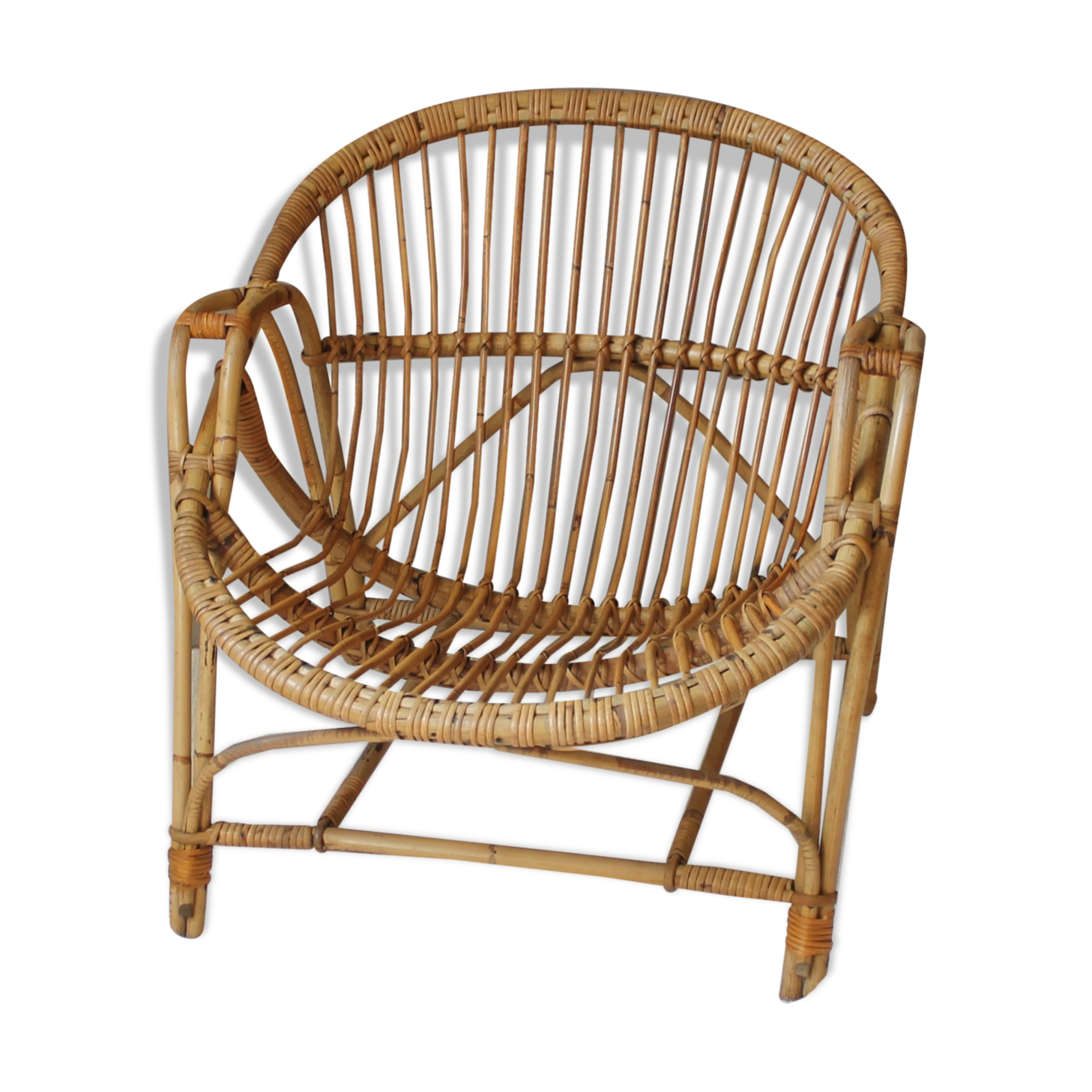 Rattan armchair & vintage bamboo