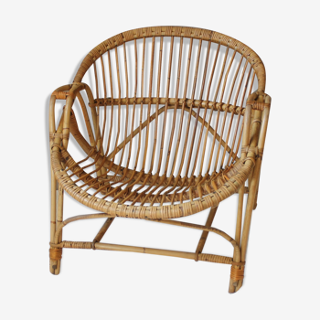 Rattan armchair & vintage bamboo