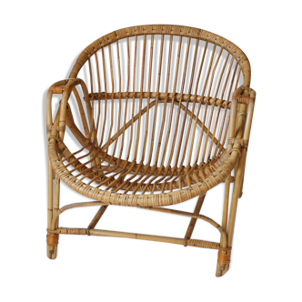 Rattan armchair & vintage bamboo