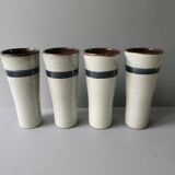 4 large ceramic glasses signed MBFA Pornic, 1960s