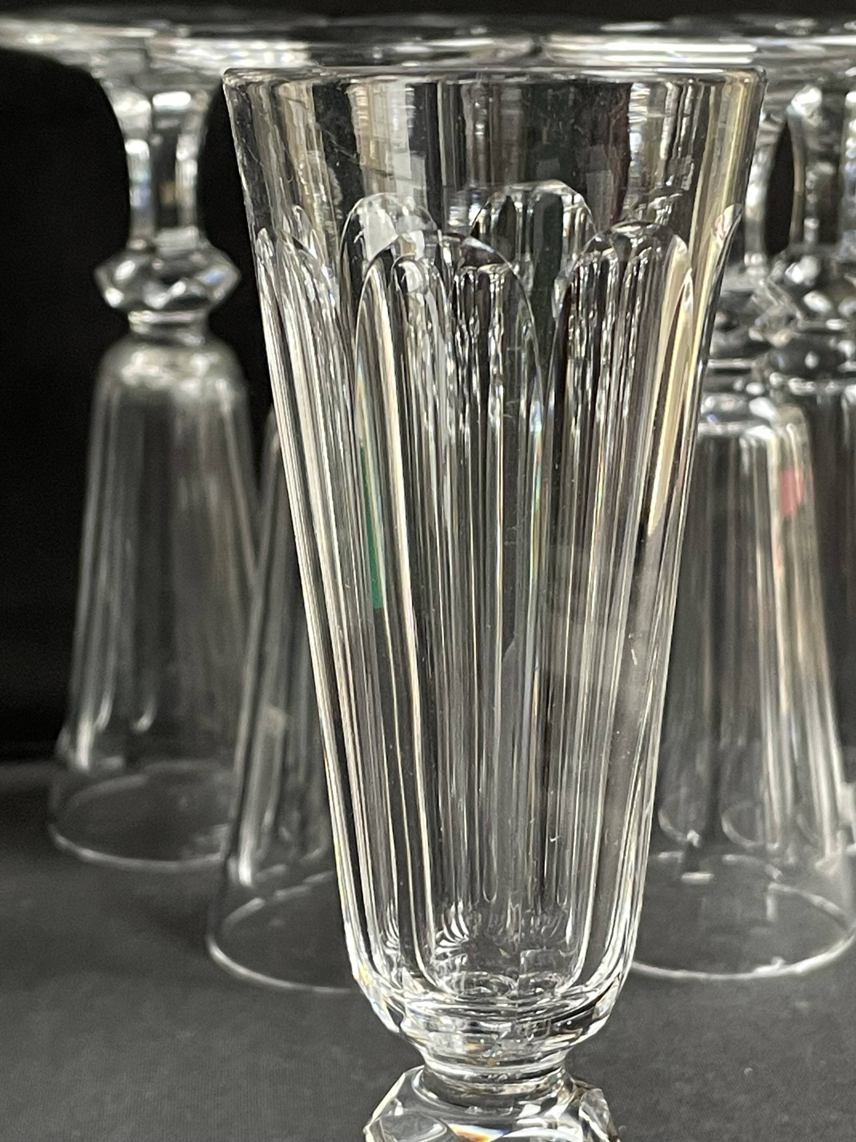 6 Baccarat/Saint Louis champagne flutes - 19th century