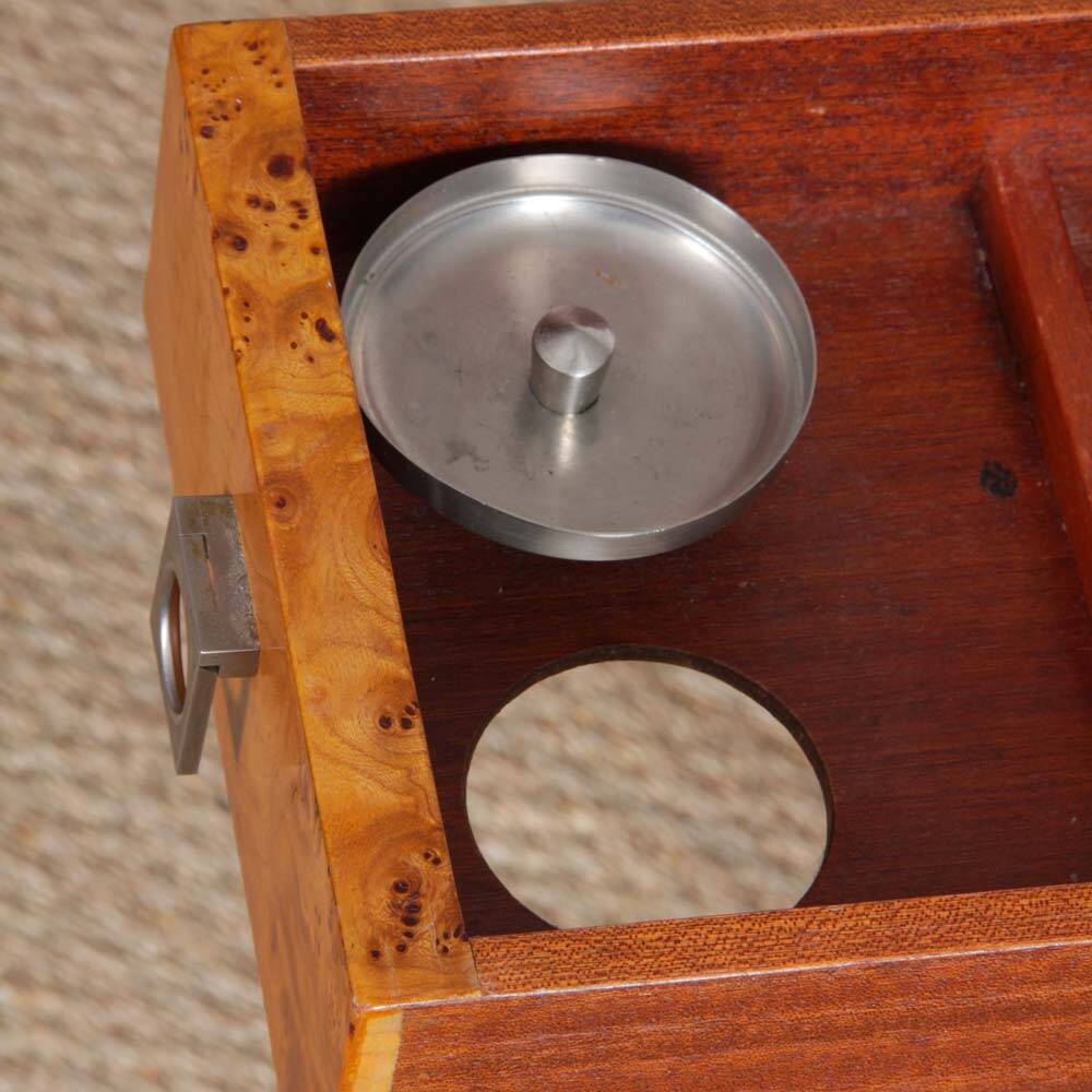Table à jeu en loupe de bois par Guy Lefevre pour Maison Jansen, 1970