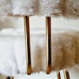 Chaise moumoute blanche doré style Pelfran