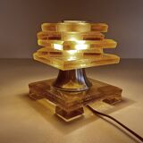 Art Deco Lamp by Maison Desny, Chrome Glass