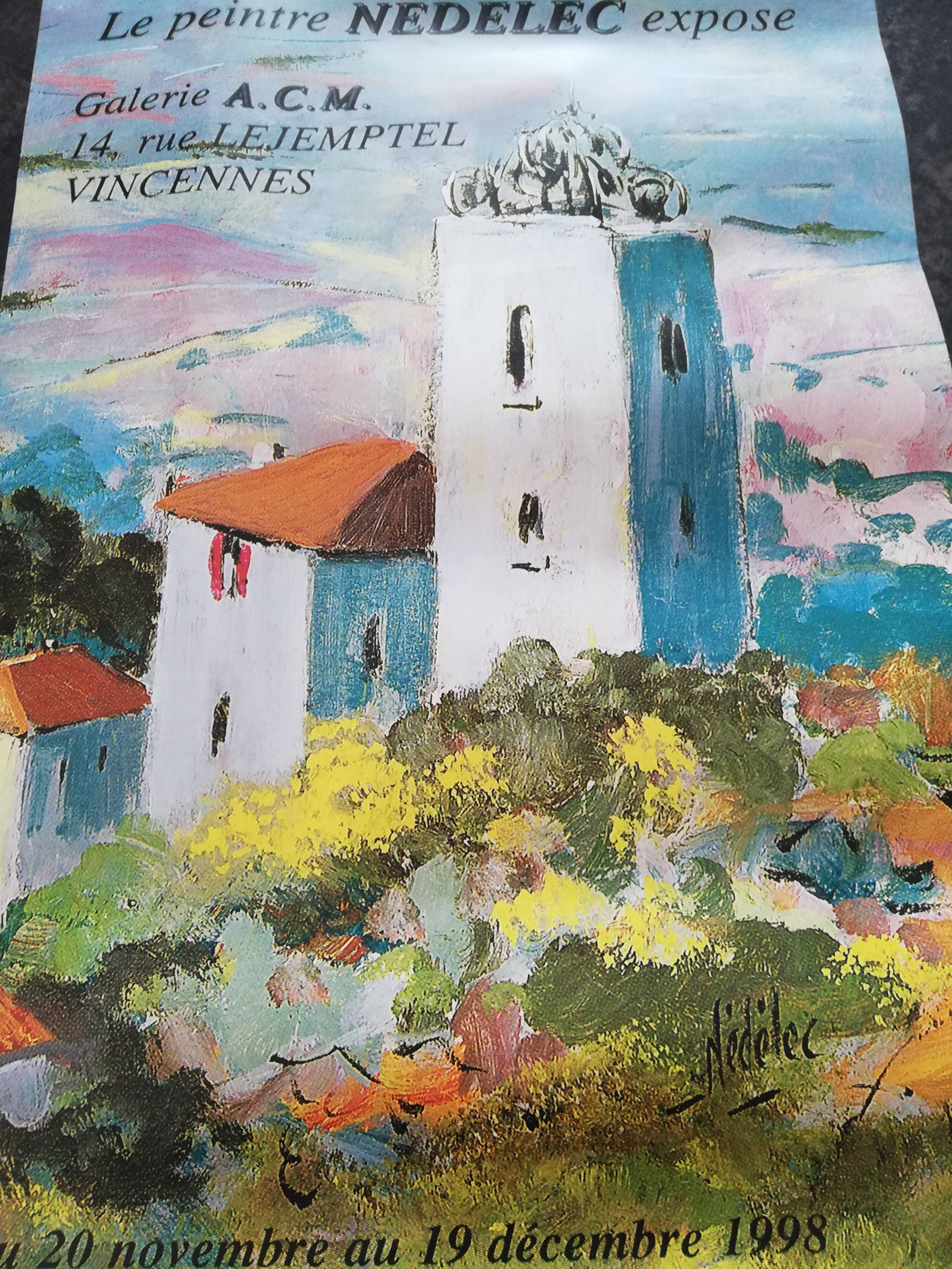 Oil painting on canvas by "Roger NEDELEC" "Ménerbes" 50x65 cm