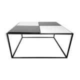 Square coffee table has checkered 80s