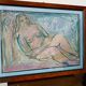 Mixed media painting on bare cardboard by Bruno Saetti