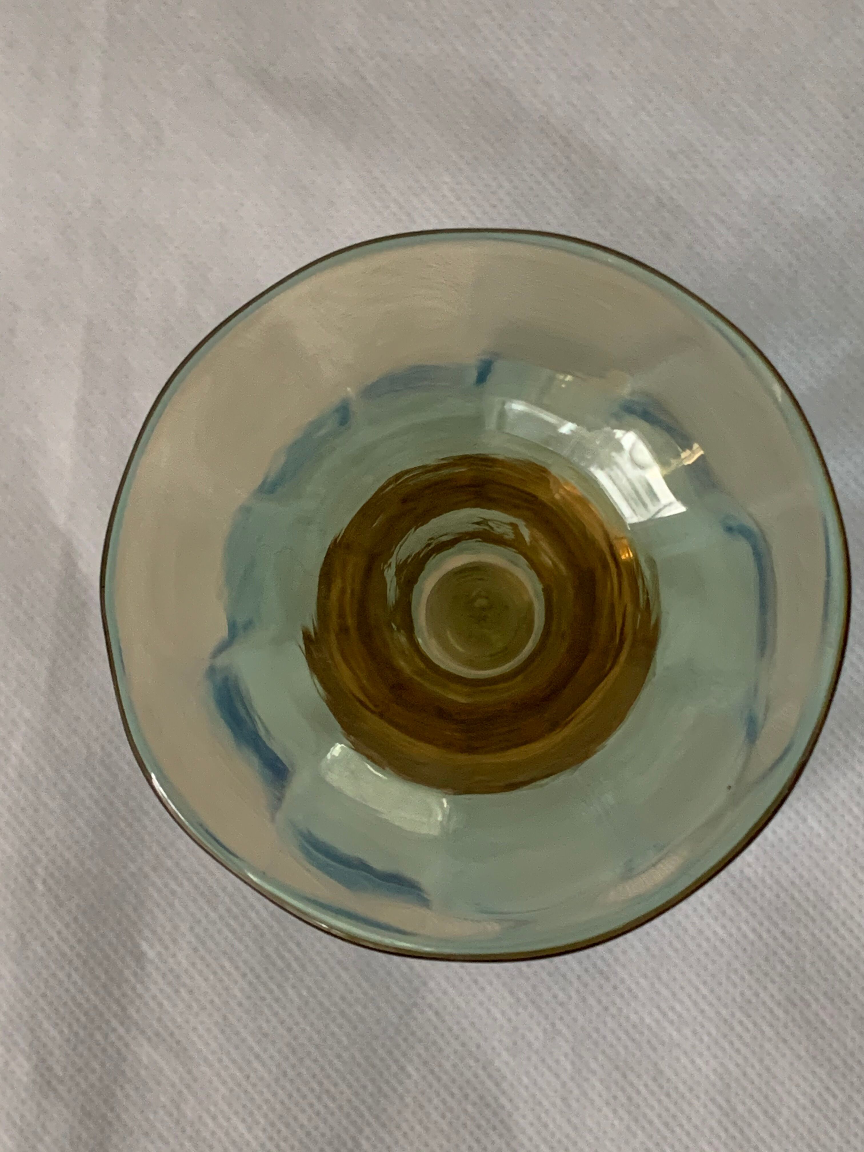 5 glasses in amber and blue crystal George Sand diabolos 19th century