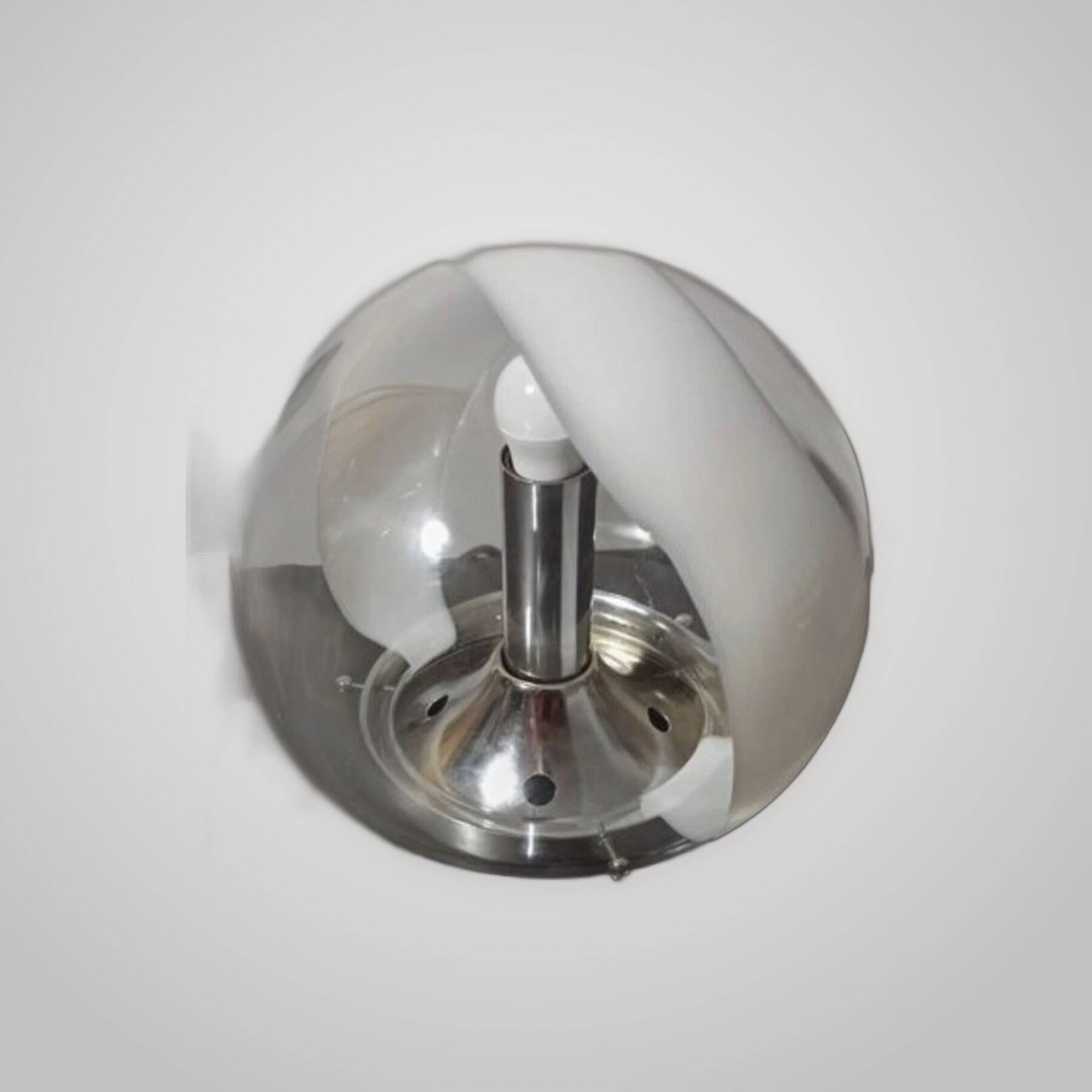 Vintage table lamp in chrome and Murano glass by Carlo Nason for Ma.
